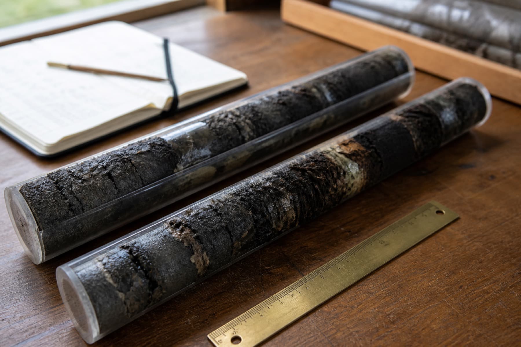 Sediment cores used to reason about soil organic carbon